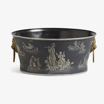 OKA OKA, Gonglin Planter - Petrol, Planters, Brass/Iron