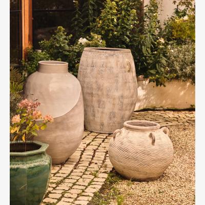 OKA OKA, Chasca Round Planter - Brushed White, Planter