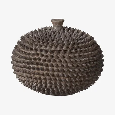 OKA OKA, Acanthosphere Lidded Pot - Grey, Pots and Urns, Resin