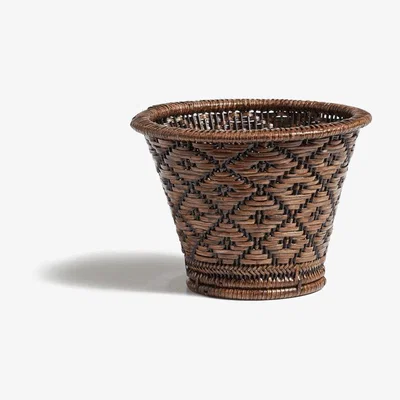 OKA OKA, Medium Mandalay Planter - Dark Brown, Planters, Bamboo/Rattan