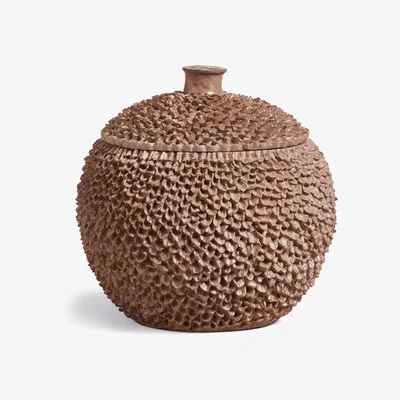 OKA OKA, Astreopora Lidded Pot - Bark, Pots and Urns, Resin/Stone