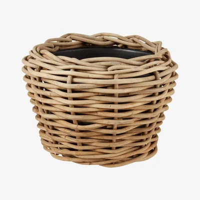 OKA OKA, Patiner Lined Rattan Pot Small - Natural, Pots and Urns, Rattan