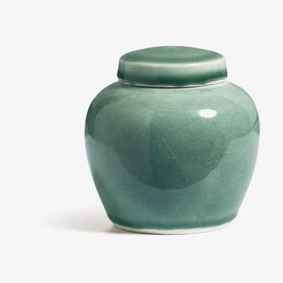 OKA OKA, Anni Lidded Pot - Jade, Pots and Urns, Clay/Porcelain