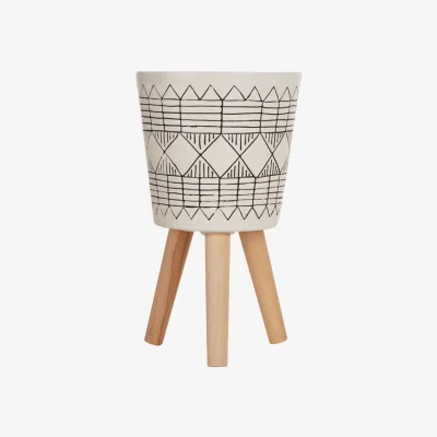 Olivia's Olivia's Daniel Planter White And Black Wide / White And Black