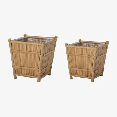 Olivia's Bloomingville Outdoor Sole Set of 2 Bamboo Flowerpots in Natural