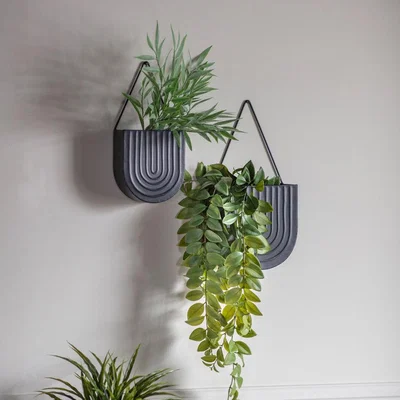 Olivia's Gallery Interiors Set of 2 Faulkner Wall Planter Black