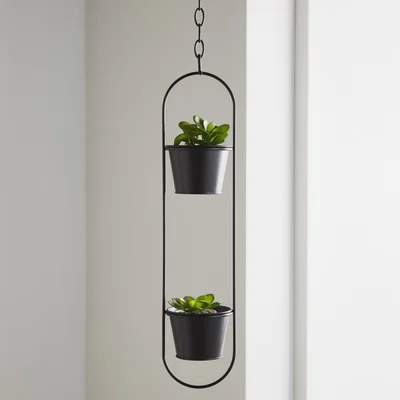 Olivia's Native Home Small Duo Black Hanging Plant Holder