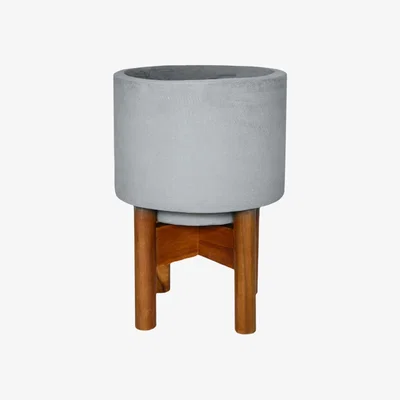 Olivia's Ivyline Vigo Concrete Grey Planter with Stand / Small