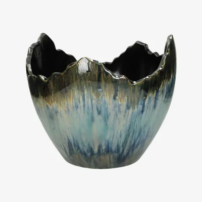 Olivia's Libra Santorini Blue Ceramic Planter