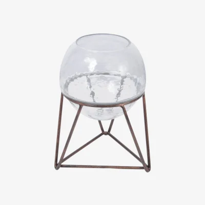 Olivia's Libra Calm Neutral Collection - Bersa Small Table Fishbowl Planter with Aged Copper Base