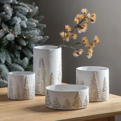 Olivia's Gallery Interiors Forest Planter White & Gold Small