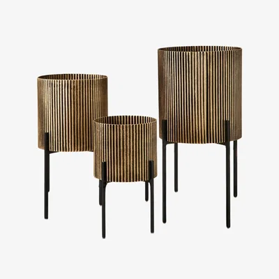 Olivia's Libra Interiors Set of 3 Corrugated Floor Planters