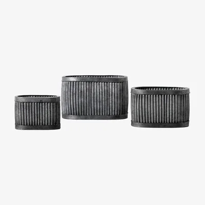 Olivia's Gallery Interiors Set of 3 Heston Wide Planter Grey