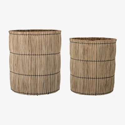 Olivia's Bloomingville Outdoor Elit Set of 2 Mendong Grass Baskets in Natural