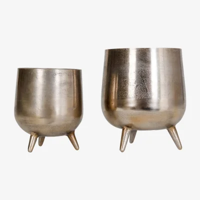 Olivia's Libra Urban Botanic Collection - Set Of 2 Aphrodite Gold Aluminium Planters