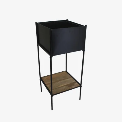 Olivia's Ivyline Indoor Kensington Metal Square Planter Stand in Black