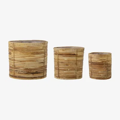 Olivia's Bloomingville Outdoor Linoa Set of 3 Rattan Baskets in Natural