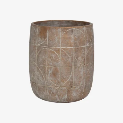 Olivia's Libra Geometric Circles Pattern Gold Concrete Planter Large