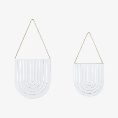 Olivia's Gallery Interiors Set of 2 Faulkner Wall Planter White & Gold