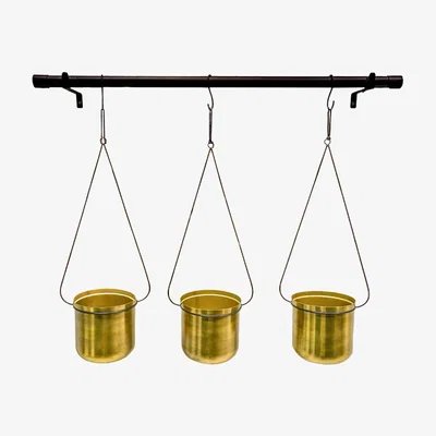Olivia's Ivyline Linear Hanging Planters Black and Gold