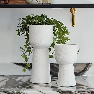 Olivia's Ivyline Nico Tall Planter Rustic White / Large