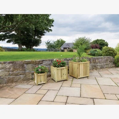 Downtown Zest Garden Holywell Wooden Planter Set In NaturalWood