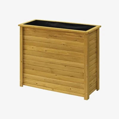 Downtown VegTrug Wooden Rectangle Planter Tall - Natural Wood