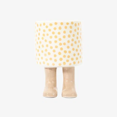 Downtown Polka Medium Planter With Feet - White