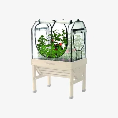 Downtown VegTrug Small Classic Raised Planter, Greenhouse Frame and Multi-Cover Set In Clear