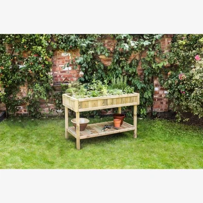 Downtown Zest Garden Raised Wooden Herb Planter In NaturalWood