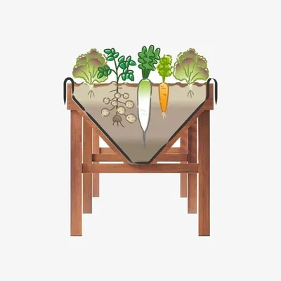 Downtown VegTrug Aluminium Raised Planter - Teak Wood Effect In Brown