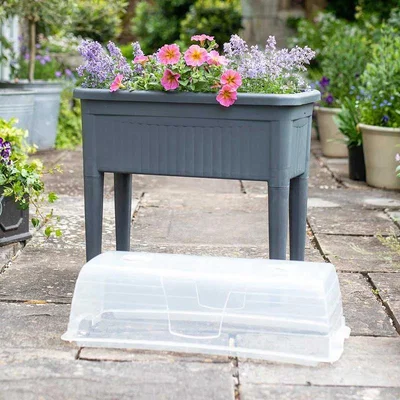 Downtown Tildenet Garden Raised Planter With Detachable Legs and Lid - Anthracite In Grey