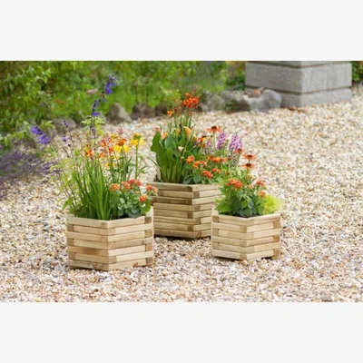 Downtown Zest Garden Marford Hexagonal Planter Set In NaturalWood