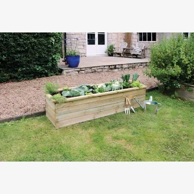 Downtown Zest Garden Wooden Narrow Sleeper Raised Bed In Natural