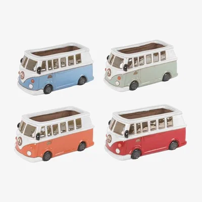 Downtown Glazed Ceramic Campervan Planter - Various Colours