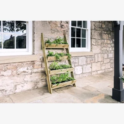 Downtown Zest Garden Wooden Ladder Planter In Natural