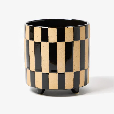 Oliver Bonas Noi Chequerboard Monochrome Ceramic Plant Pot Large
