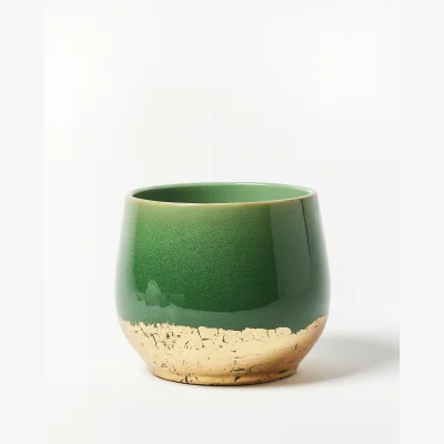 Oliver Bonas Palmer Green & Gold Foil Plant Pot Large
