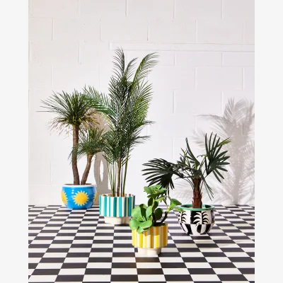 Oliver Bonas Pineapple Chequerboard Medium Outdoor Plant Pot