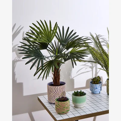 Oliver Bonas Kuori Purple Wavy Ceramic Plant Pot Large