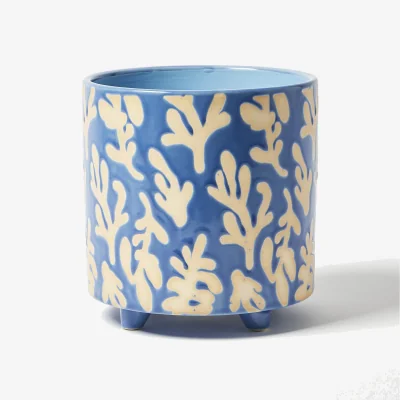 Oliver Bonas Nias Coral Blue Ceramic Plant Pot Large