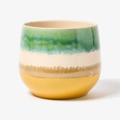 Oliver Bonas Aria Green Ceramic Plant Pot Large