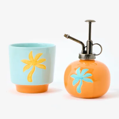 Oliver Bonas Palm Tree Plant Pot & Mister Gift Set
