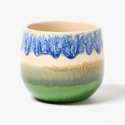Oliver Bonas Aria Blue Ceramic Plant Pot Small