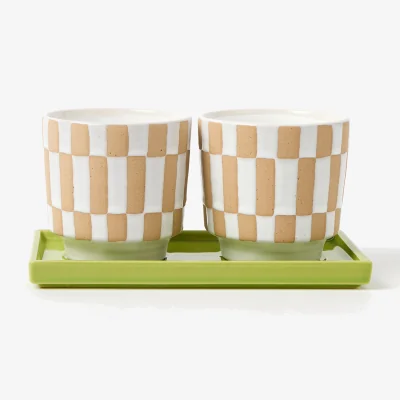 Oliver Bonas Noi Chequerboard Plant Pots Set of Two