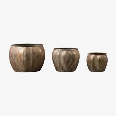 Perch and Parrow Hartford Planter in Antique Gold - Set of 3