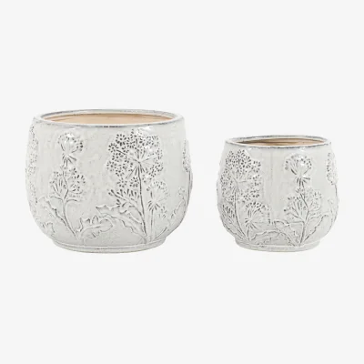 Perch and Parrow Springdale Embossed Planter, Set of 2
