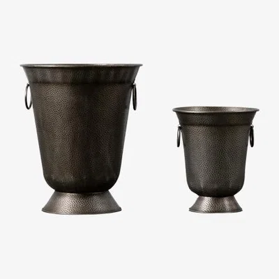 Perch and Parrow Durkin Planter in Antique Gold - Set of 2
