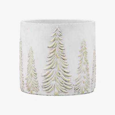 Perch and Parrow Linden Forest Planter in White and Gold Medium