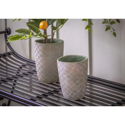 Perch and Parrow Mallory Geometric Cement Pot, Small